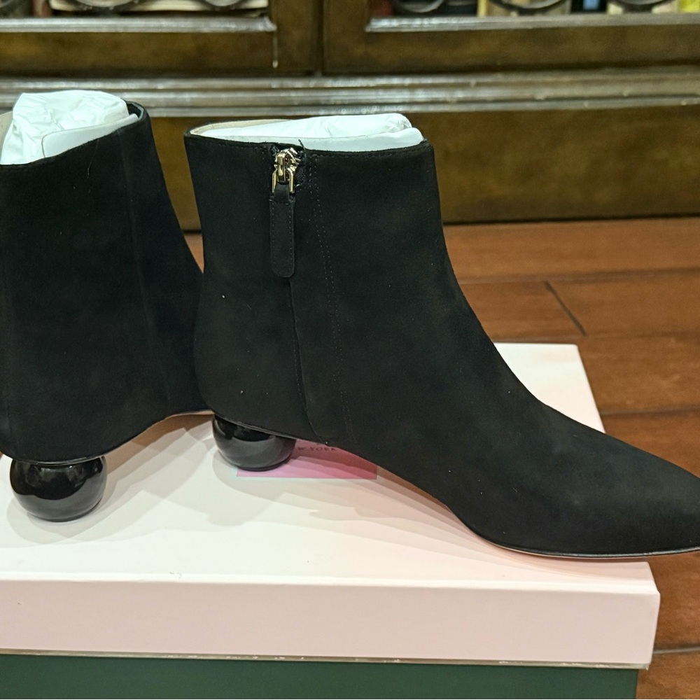 New Kate Spade Women's Black Leather Sydney Dress Booties Size 7.5B Narrow - Picture 8 of 16